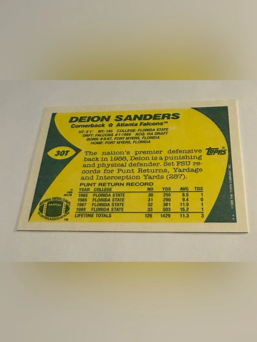 1989 Topps Traded set Football Card deion sanders